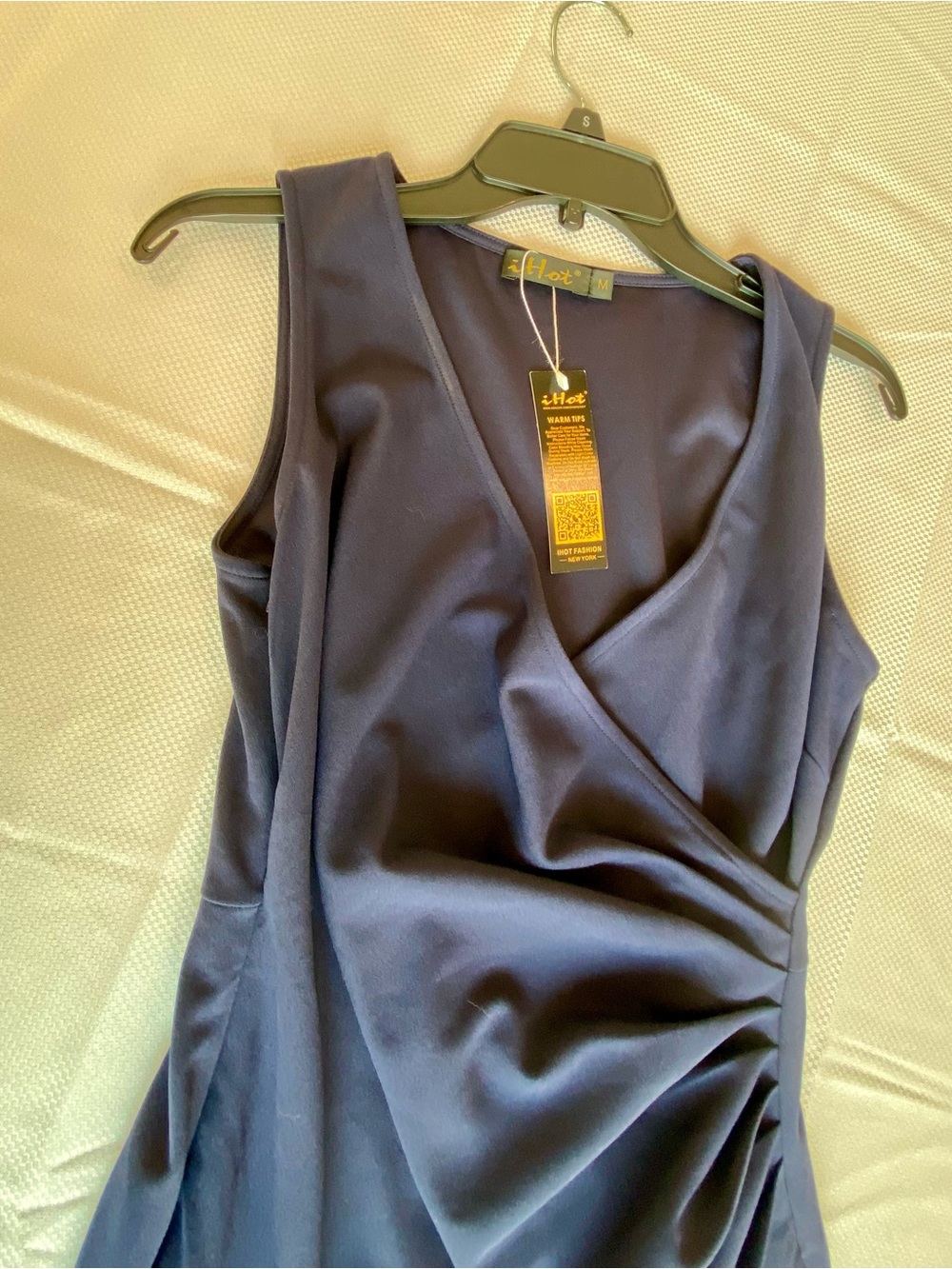Sleeveless Navy Wrap Midi Dress - iHot